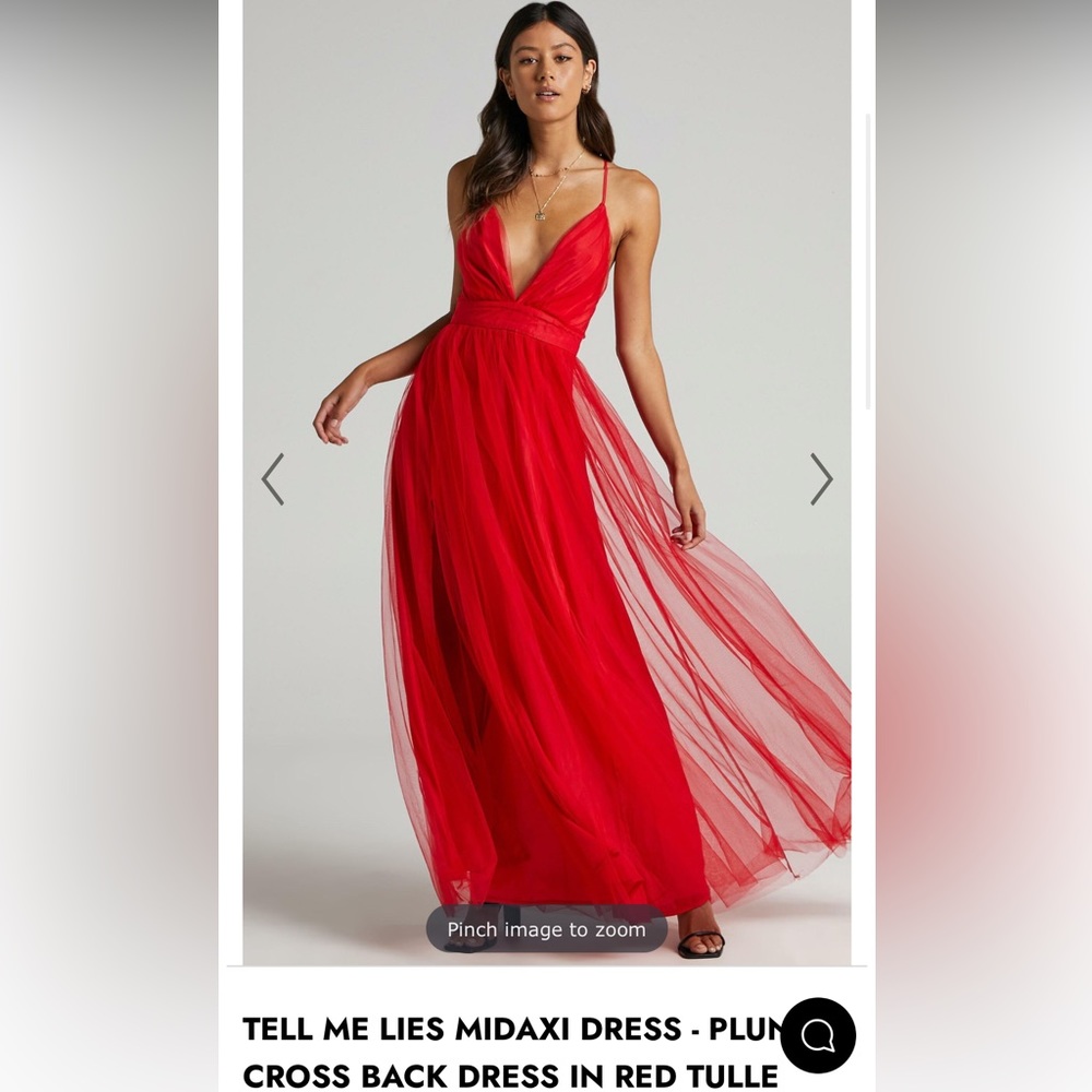 Showpo Red V Neck Tulle Dress
